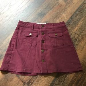 Altar’d State Maroon Button Up Skirt